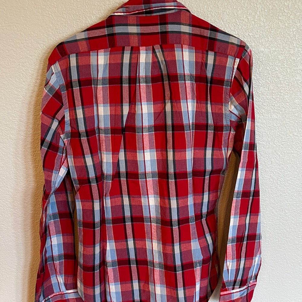 Men’s Red Plaid Long Sleeve Shirt - Picture 3 of 3